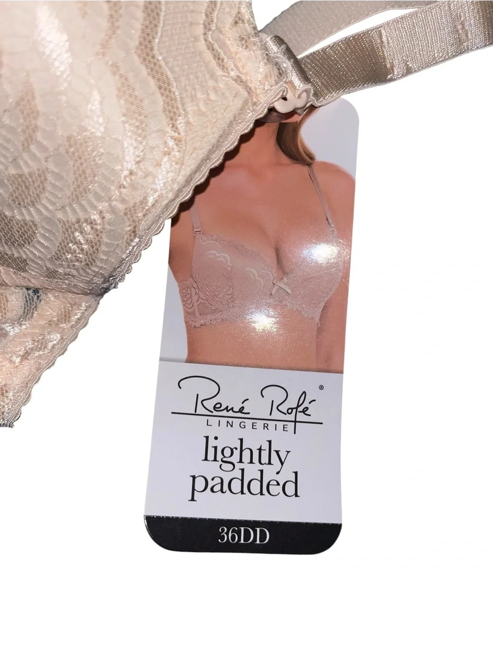 Rene Rofe 36DD Overlay Plunge Bra in Champagne - Women Intimates - Picture 3 of 3